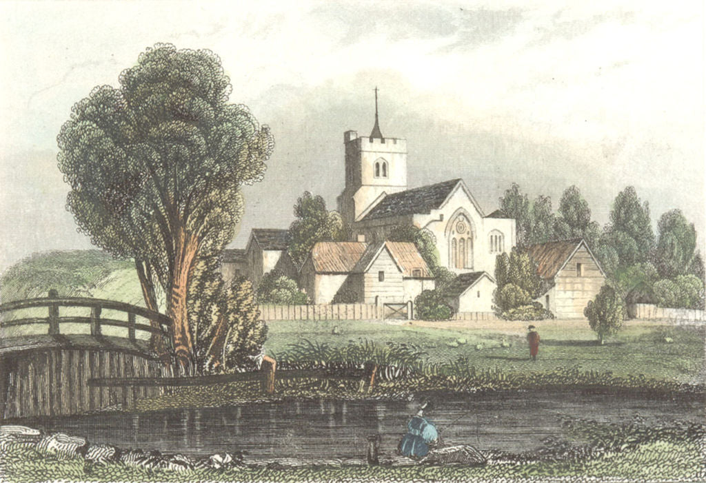 HERTS. Broxbourn. HEREFORD DUGDALE 1835 old antique vintage print picture